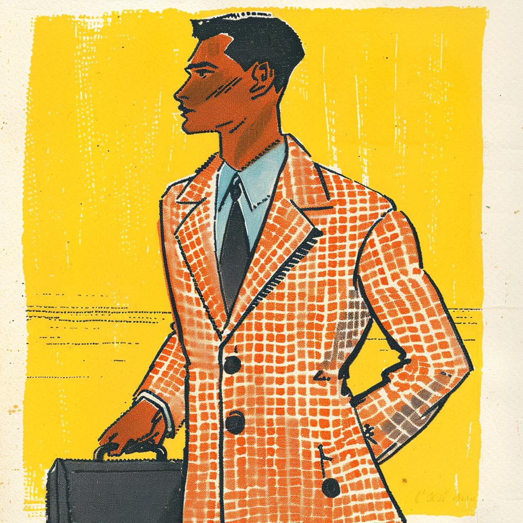 man  briefcase  1960s  african-american  vintage  suit  illustration  business  retro  style 940931