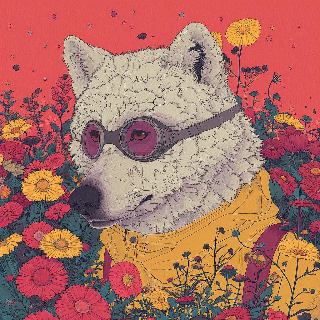 CREATIVE  SURREAL  album  cover  wolf  flowers  Joan  Cornella  field  art 1017263