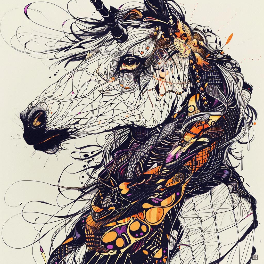 mythical  creature  unicorn  headdress  hybrid  fantastical  unique  drawing  features  essence 953250