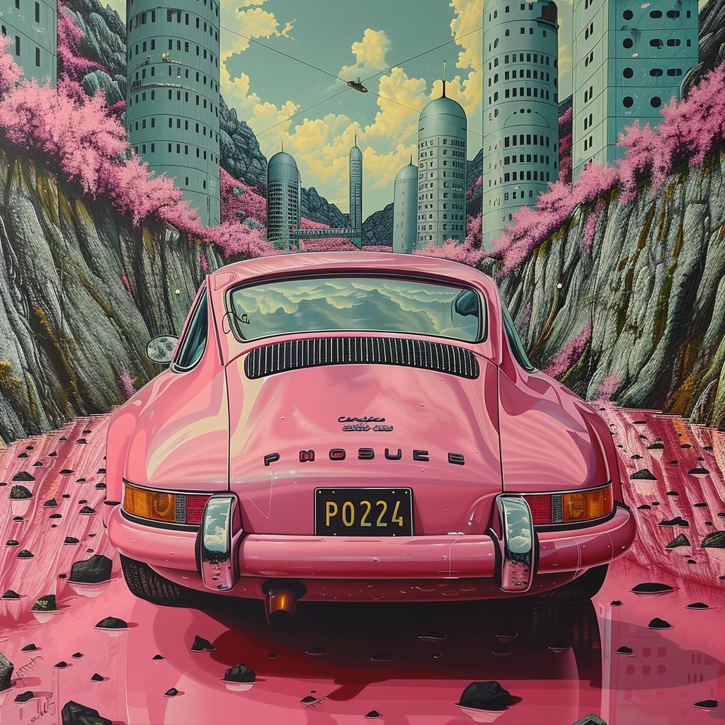 porsche  car  road  pink  retrofuturism  Nagai  thoughtful  details  aesthetic  vintage 944378