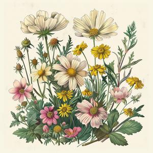 plant  flowers  foliage  vintage  illustration  pink  green  historical  botanical  art 1040680