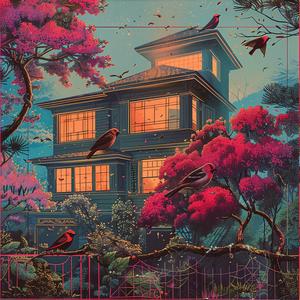 house  birds  painting  chromolithography  nature  art  colorful  scenic  outline  detailed 1052946