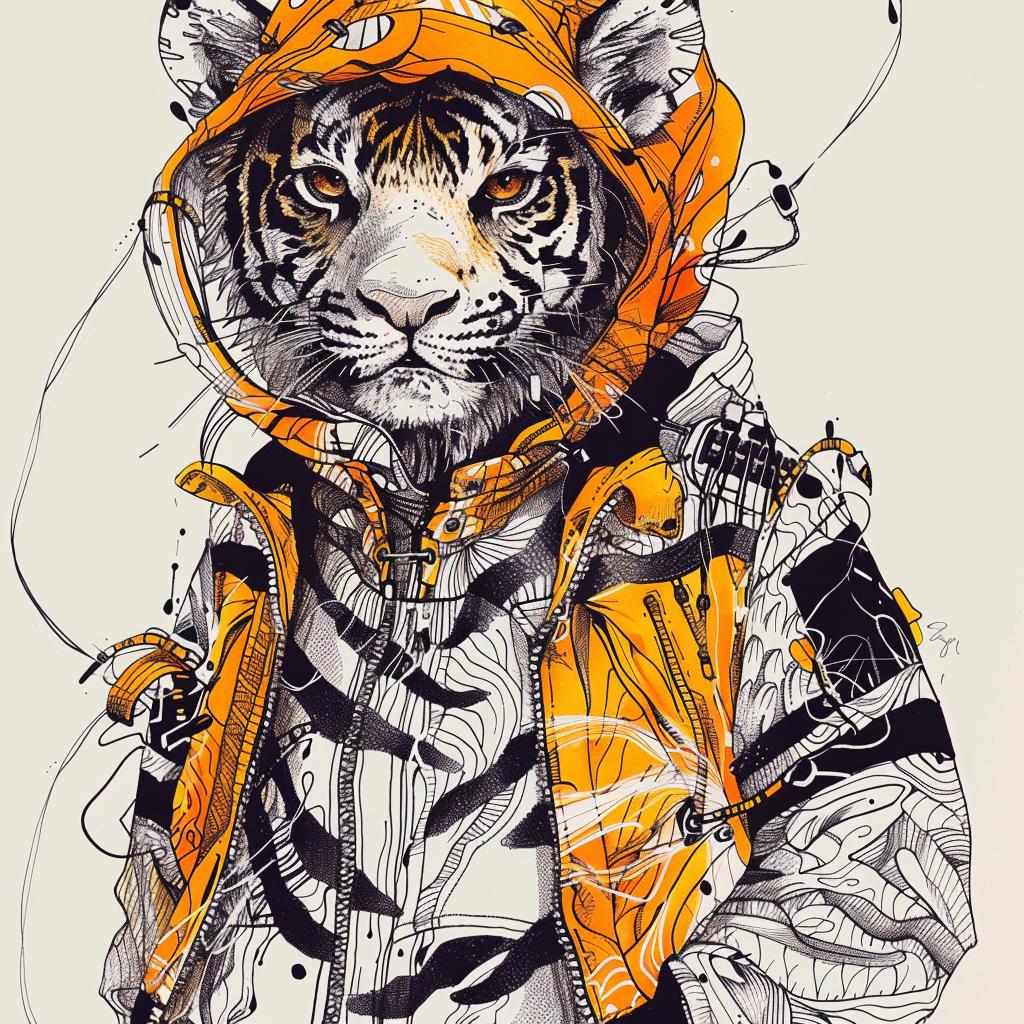 tiger  kawaii  streetwear  hoodie  fashion  urban  illustration  cute  animal  cartoon 953515