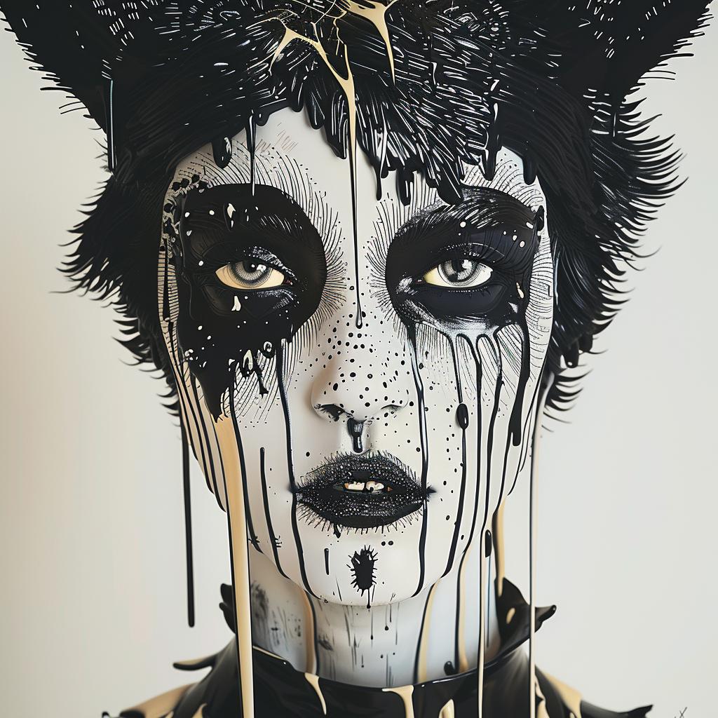 DADA  surreal  woman  black  white  makeup  cat  head  fantasy  art 939412