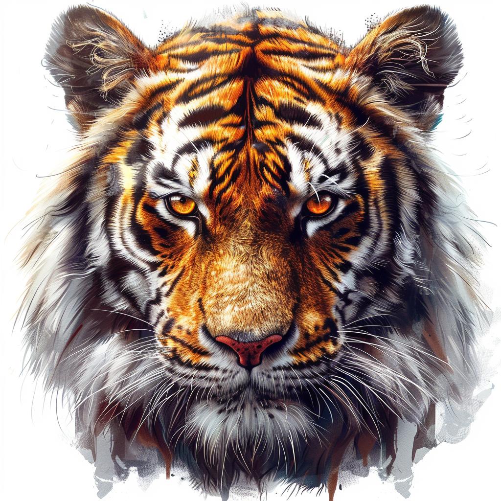 tiger  realistic  3D  yellow  eyes  warm  colors  vector  detailed  contour 971938