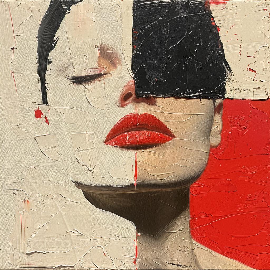 woman  red  lipstick  portrait  palette  knife  vibrant  1980s  album  art 963891