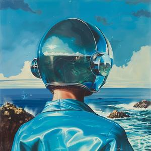 man  helmet  ocean  sci-fi  painting  vintage  exploration  reflective  mystery  futuristic 1079908