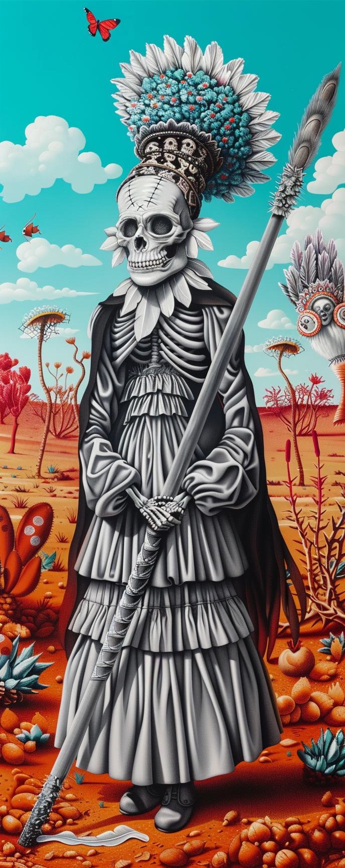 Grim  Reaper  Kachina  Doll  skeleton  fantasy  character  blend  costume  mystical 941221