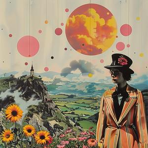 man  suit  hat  sunflowers  portrait  chromolithography  nature  vibrant  style  expression 1058527