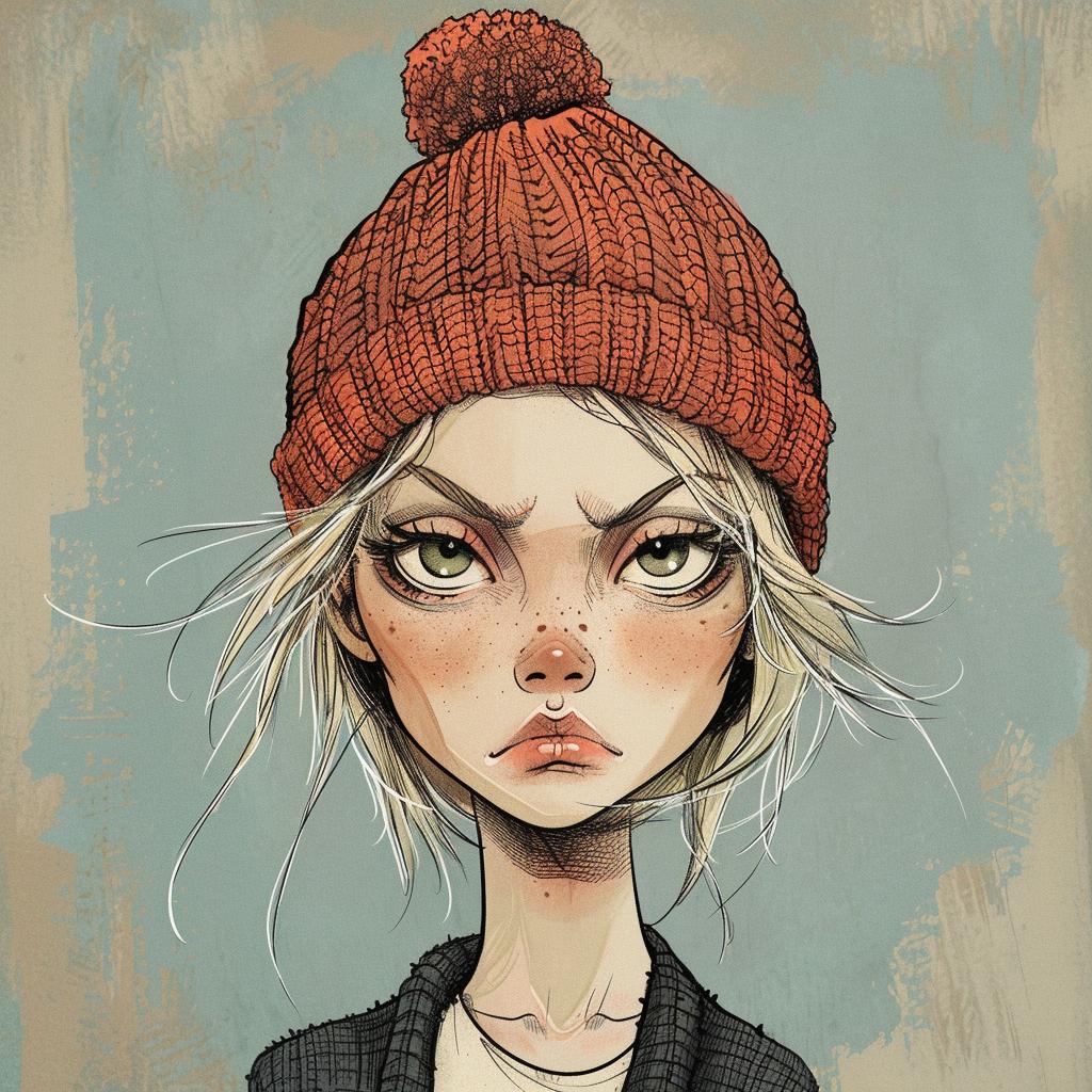 aggressive  streetwise  woman  red  hat  illustration  fashion  minimal  urban  style 956658