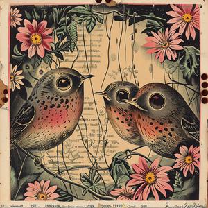 birds  branch  flowers  painting  chromolithography  nature  artistic  colorful  wildlife  delicate 1051883