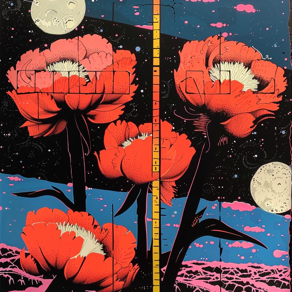 flowers  red  ruler  dark  vibrant  nature  abstract  artwork  still life  perspective 923838