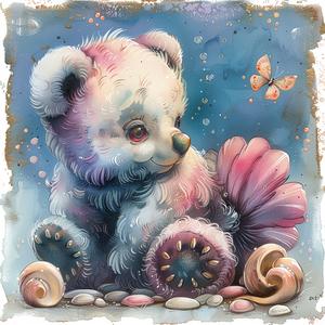 panda  chromolithography  colorful  shell  nature  animal  whimsical  vibrant  artwork  playful 1049046