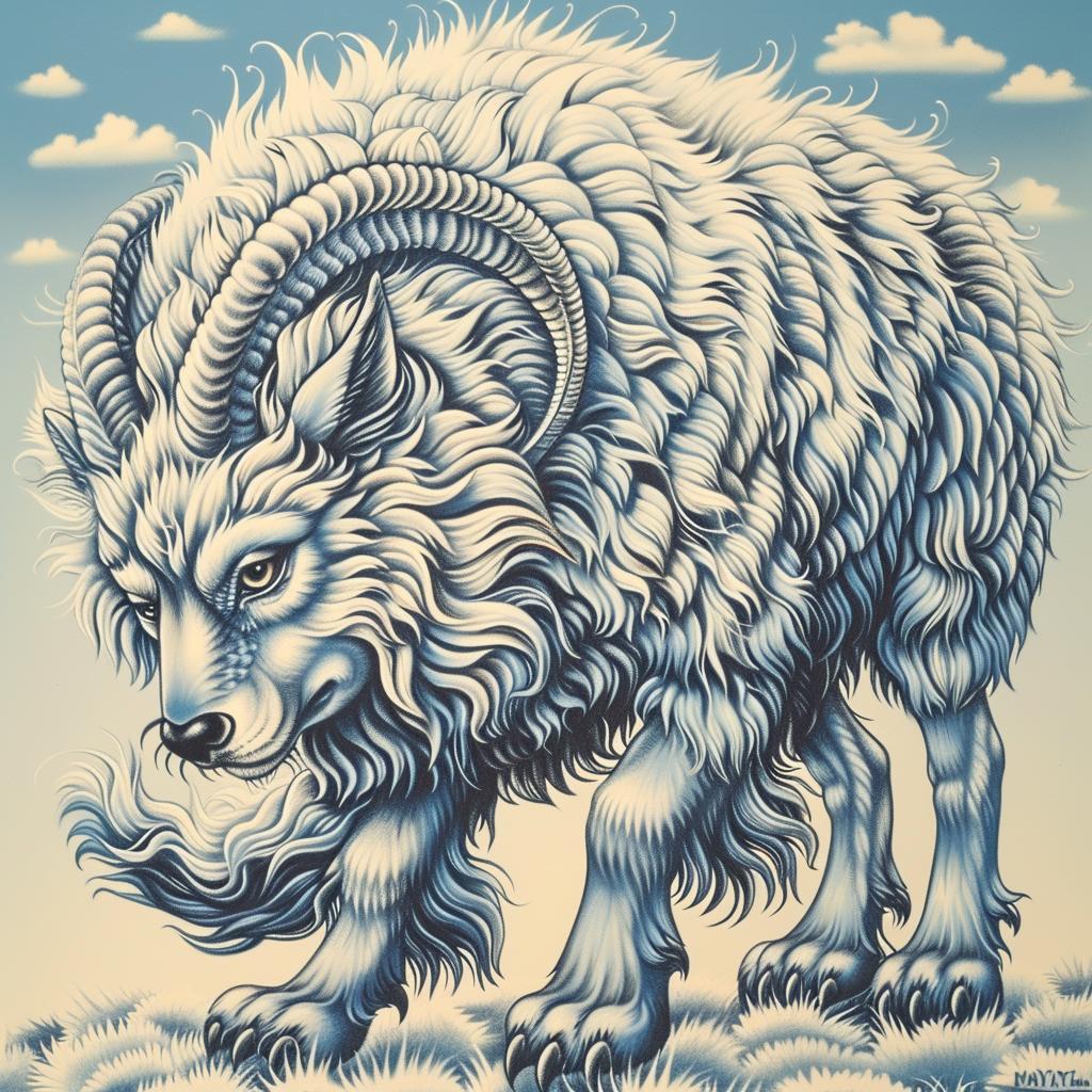 ram  ground  blue  sky  mythical  creature  hybrid  fantastical  unique  entity 941164