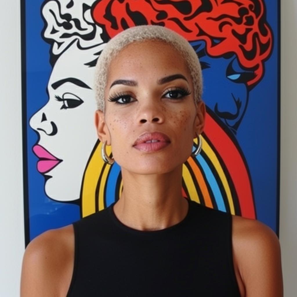woman  portrait  short  hair  African-American  light skin  art  standing  expression  details 972408