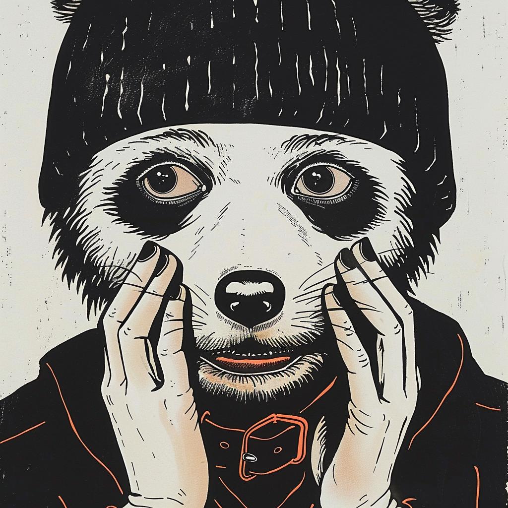 panda  beanie  scarf  illustration  art  poster  playful  whimsical  animal  design 967047