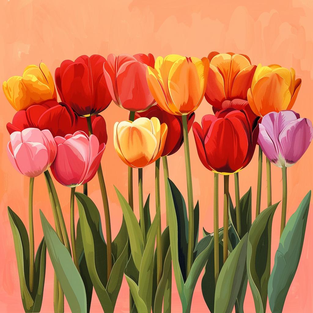 tulips  illustration  orange  background  bright  vibrant  flowers  colorful  painting  nature 971570