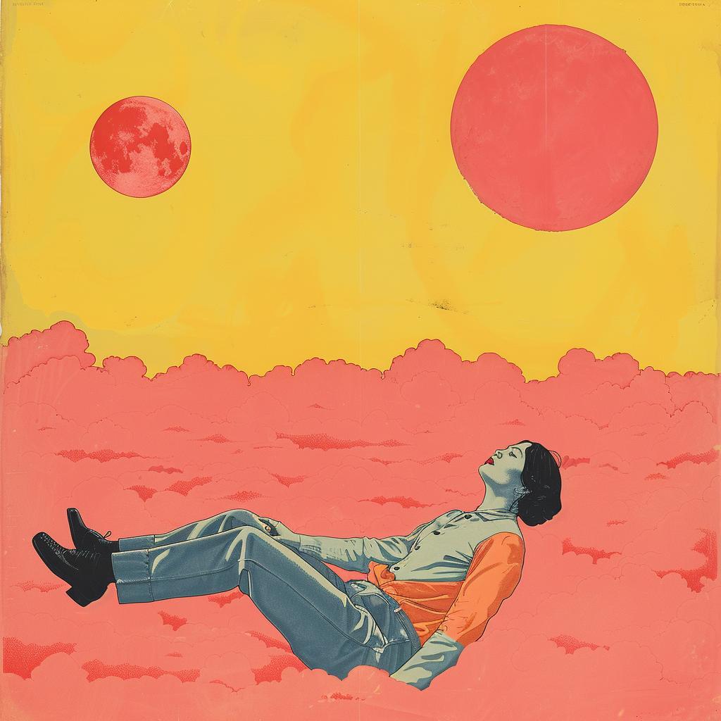 surreal  man  red  sun  background  dreamlike  artistic  moody  vibrant  creative 938335