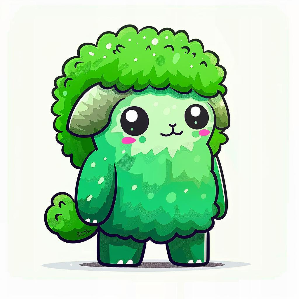 cute  green  sheep  hair  adorable  fluffy  whimsical  playful  cartoonish  stylized 1036365