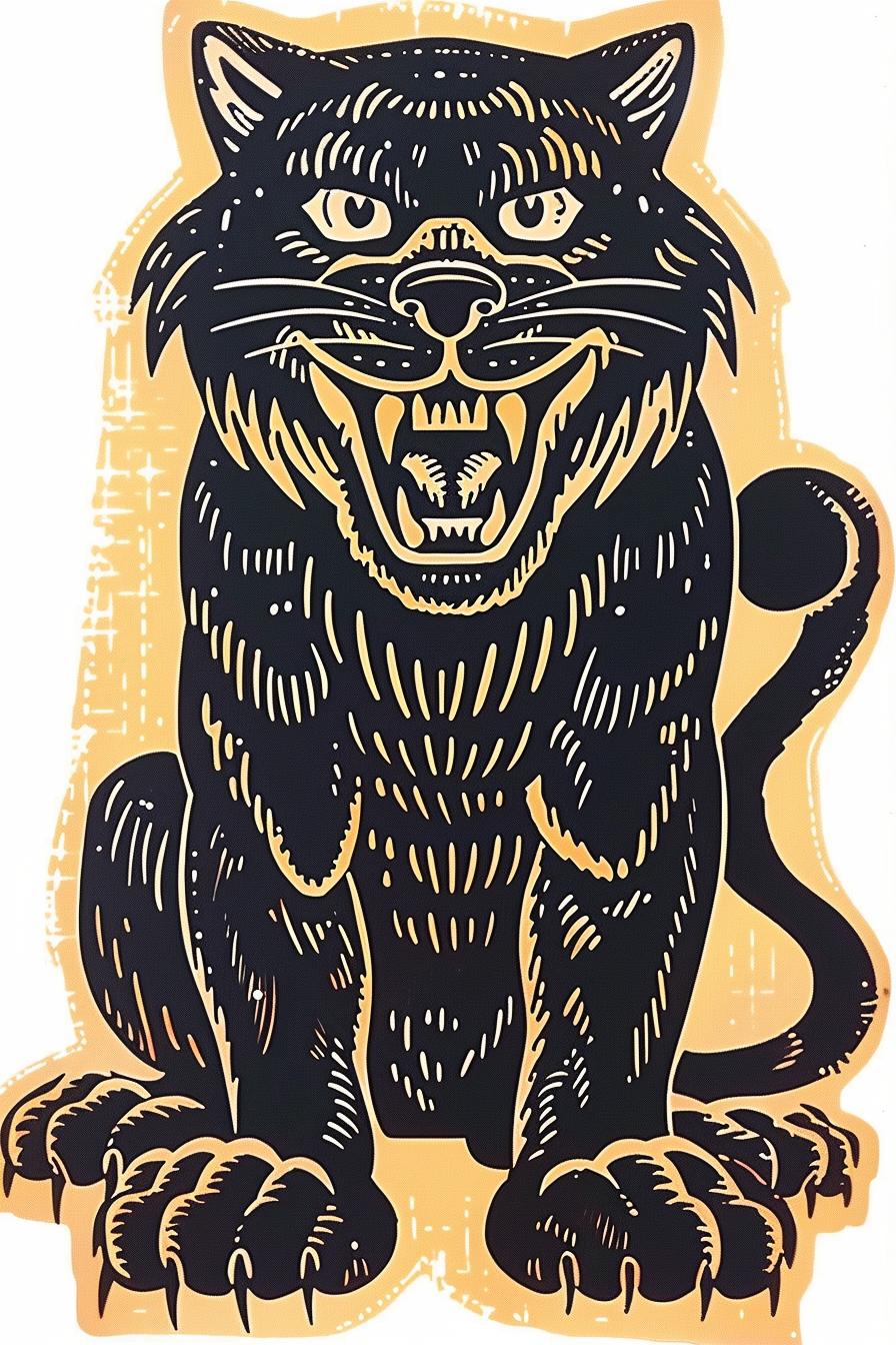 mythical  tiger  creature  Todd  McFarlane  snarling  black  gold  wildlife  print 934355