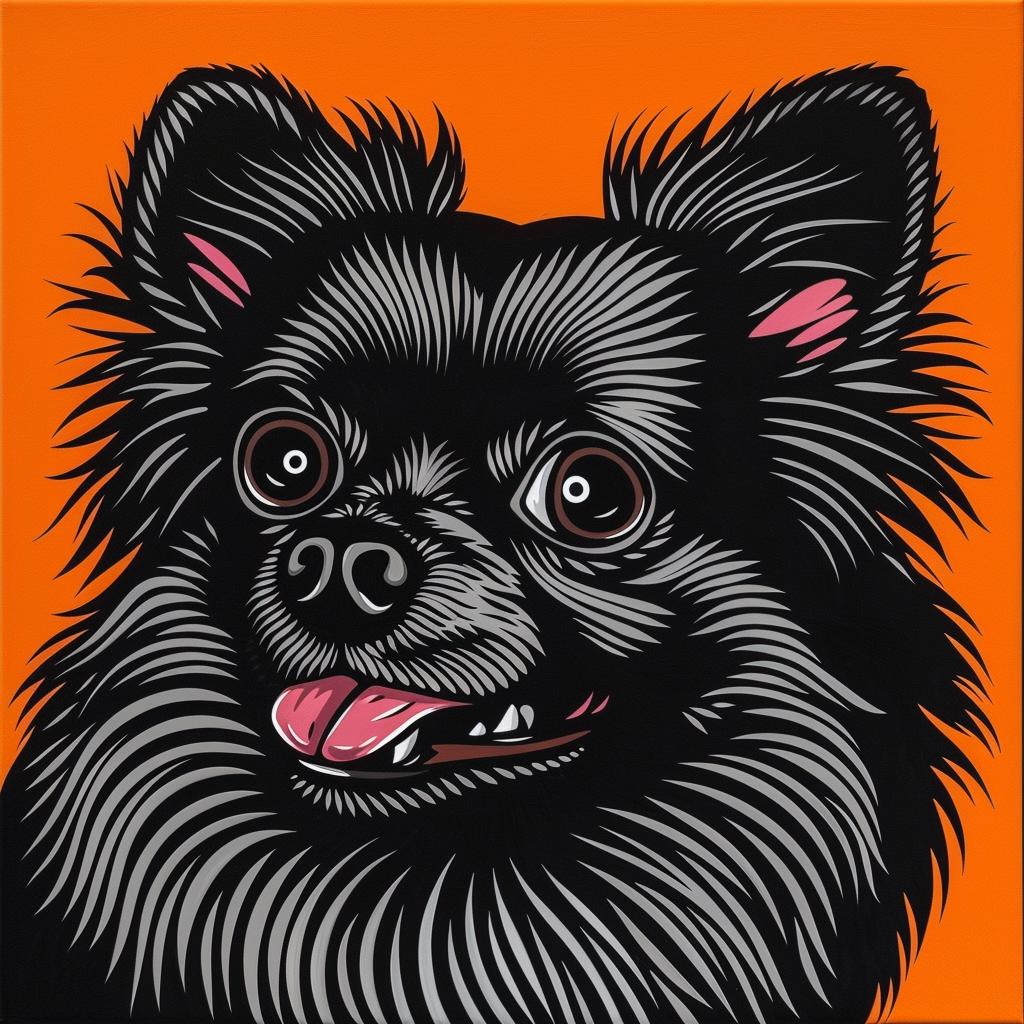 pomeranian  dog  painting  black  background  cute  pet  colorful  chubby  collar 973745