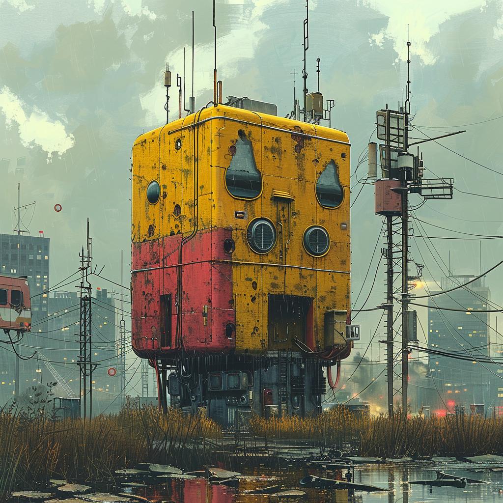 robot  city  yellow  red  surreal  painting  hyper-realistic  urban  cover  art 960268