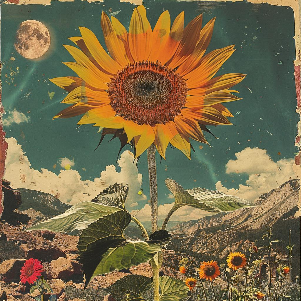 sunflower  mountains  moon  night  landscape  nature  art   serene  dramatic  colorful 927474