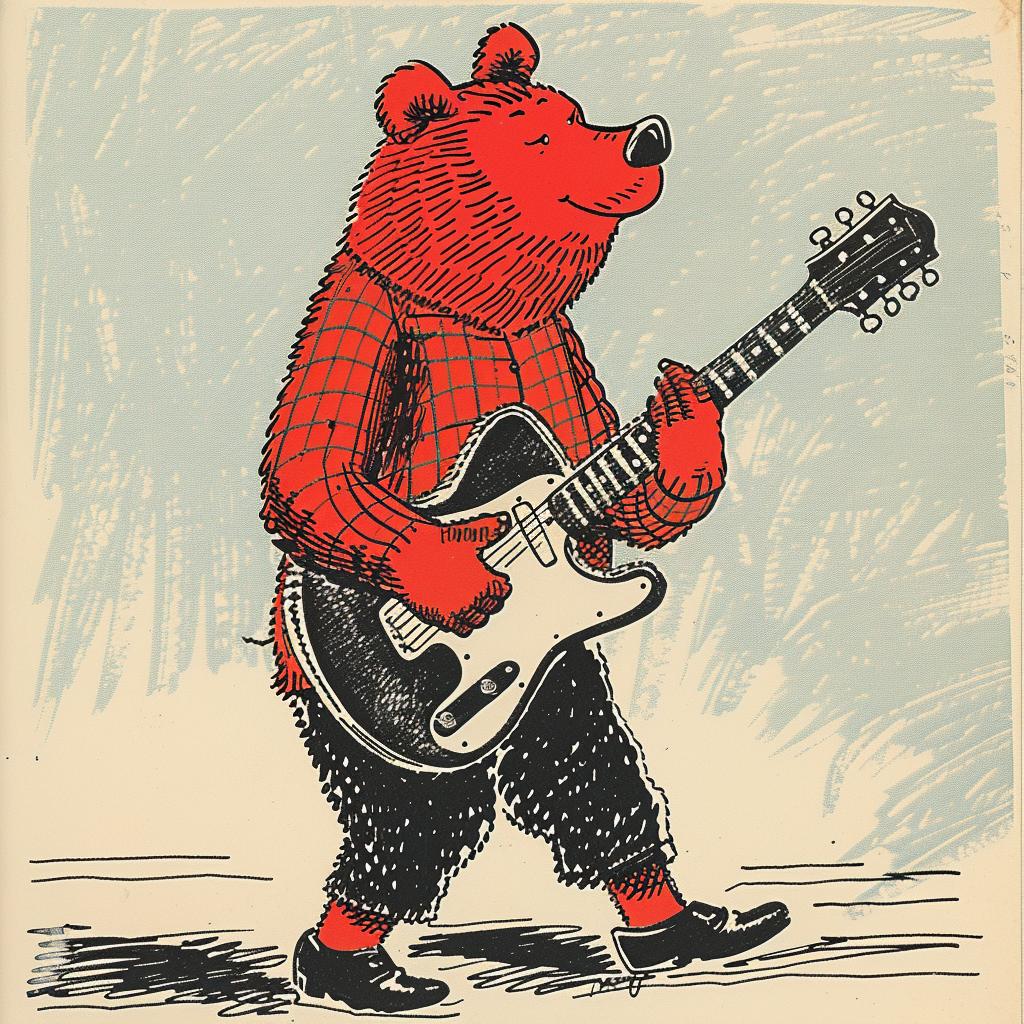 bear  guitar  cartoon  illustration  Moebius  music  character  playful  art  design 922766