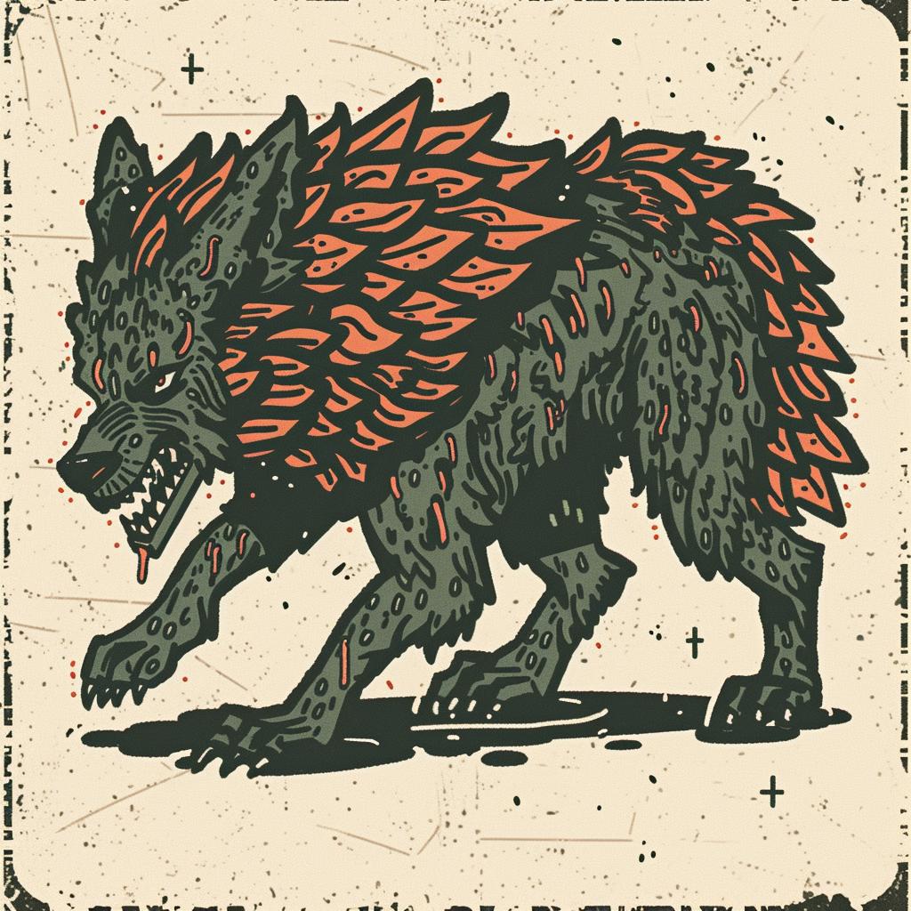 wolf  mythical  creature  terrifying  conjoined  graphic  fantasy  claws  red  green 931128