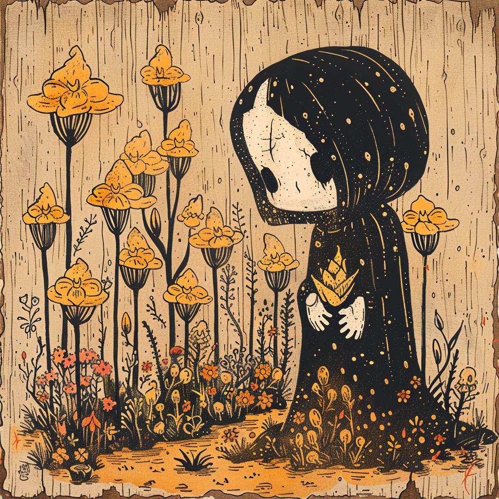 little  girl  field  flowers  naturalistic  spiritual  dark  occult  Beatrice  art 926157