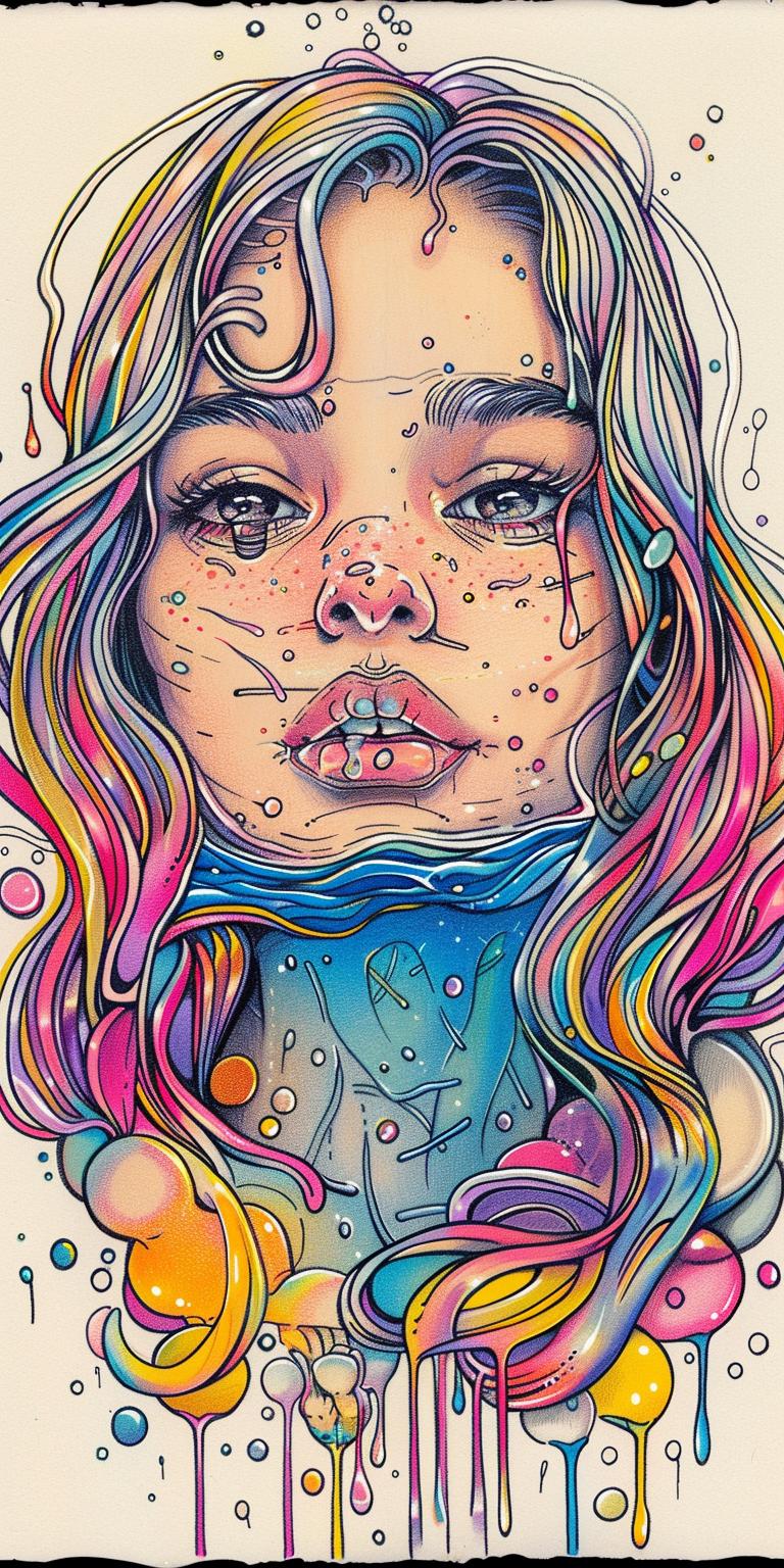 lightbulb  liquid  woman  bubbles  colorful  hair  drawing  surreal  art  emotion 940533