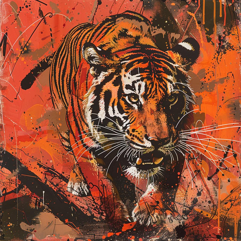 tiger  abstract  collage  orange  background  graphic  design  art  elements  impressionism 968129