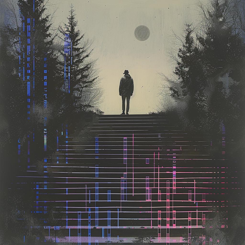 man  stairs  moon  background  quint  buchholz  painting  atmospheric  night  realism 1020412