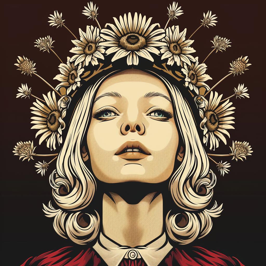 woman  flowers  crown  spiritual  naturalistic  provocative  dark  occult  art  introspective 933412