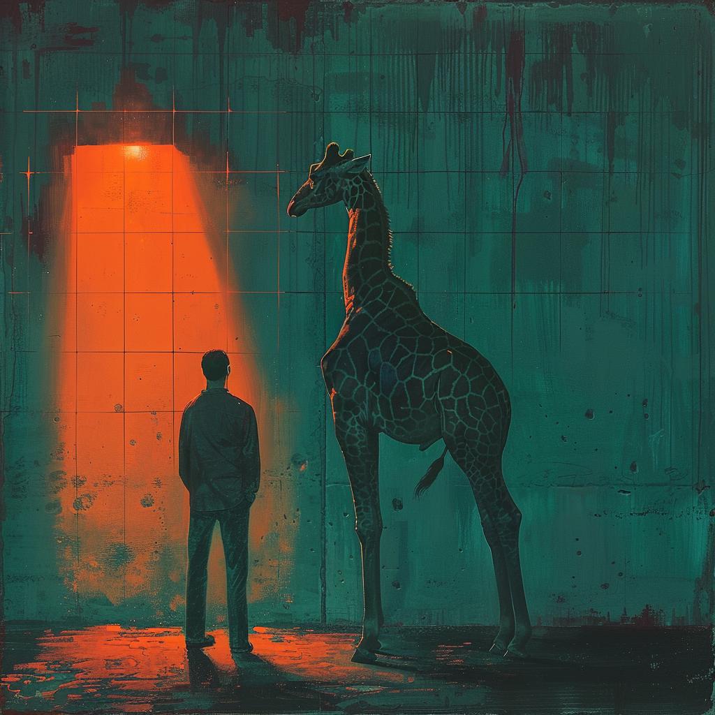 surreal  album  cover  giraffe  man  room  lighting  teal  orange  creative 974852