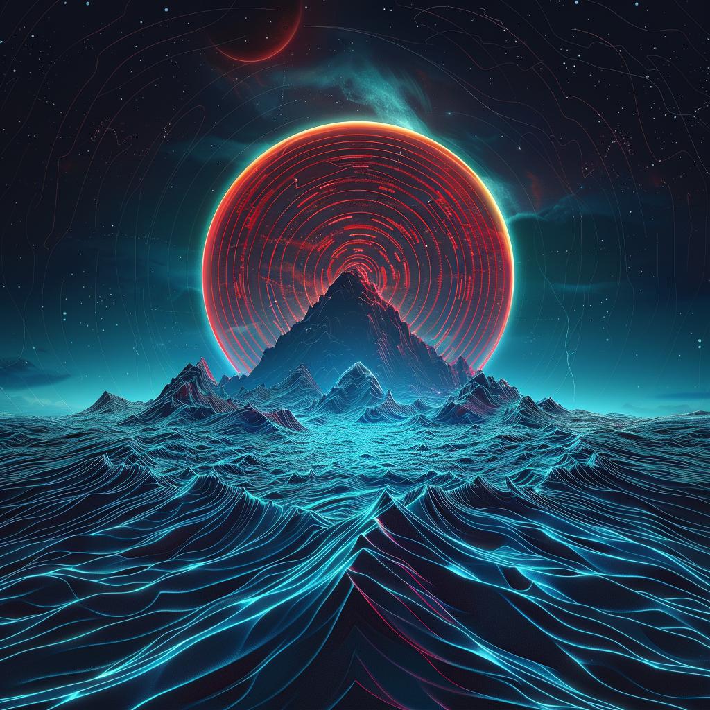 red  sun  ocean  waves  digital  art  intricate  beautiful  graphic  vibrant 916229