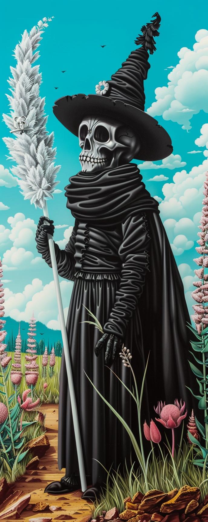Grim Reaper  Kachina  mythical  creature  fantasy  hybrid  broom  grass  surreal  art 941130
