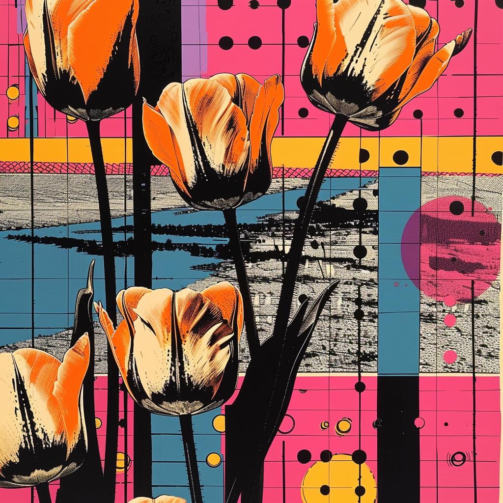 tulips  painting  colorful  background  flowers  artistic  vibrant  nature  night  style 1021018