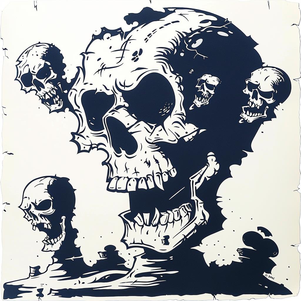 رسم تاج جمجمة، رسم فني مشؤوم، وجه رمزي قوطي مرعب 1027920