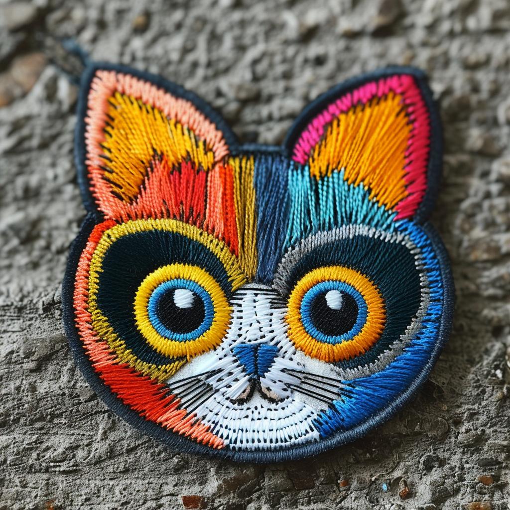 patch  cat  colorful  blue  eyes  chenille  anthropomorphic  minimal  stitching  design 961467