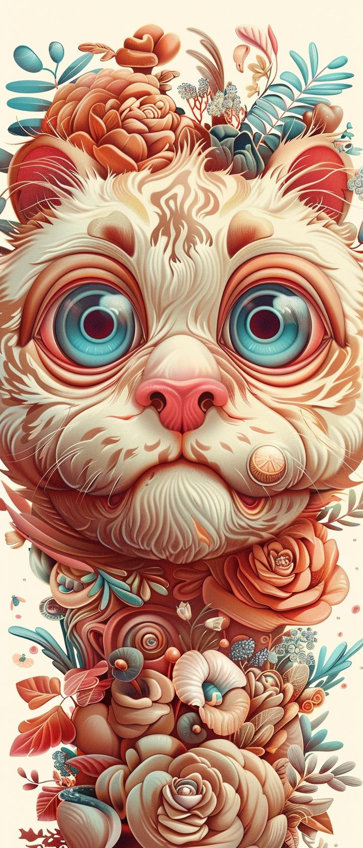 فن الرسم التوضيحي لزهور النمر، تصميم ملون وخيالي باللونين الأسود والأبيض 1028361