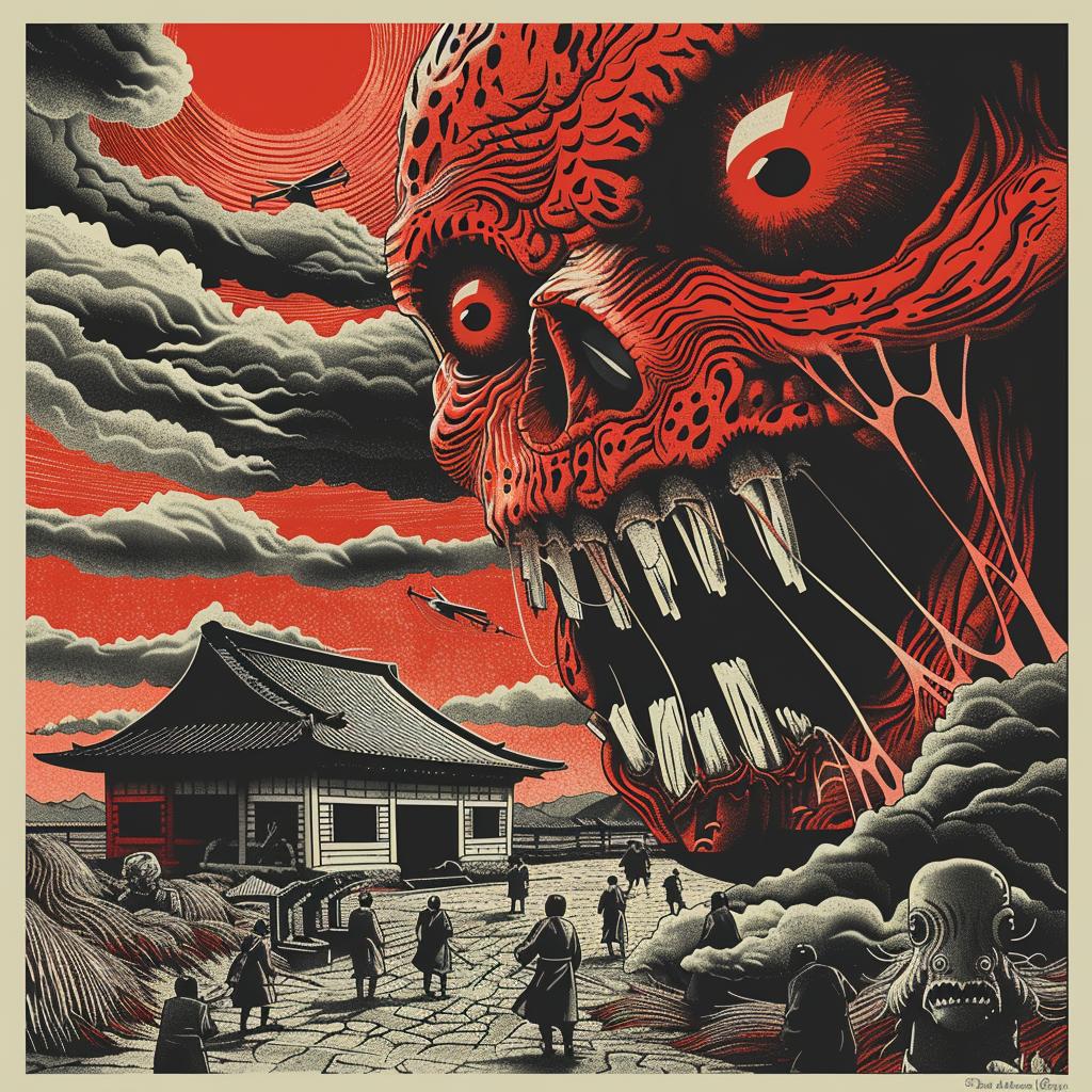 surreal  album  collage  deathmetal  hyper-realistic  Toshio Saeki  Todd White  samurai  vintage  dark 942155
