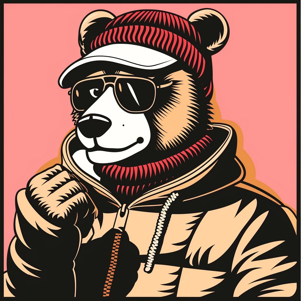 bear  hat  sunglasses  cartoon  streetwear  playful  urban  stylized  indie  graphic 1024583