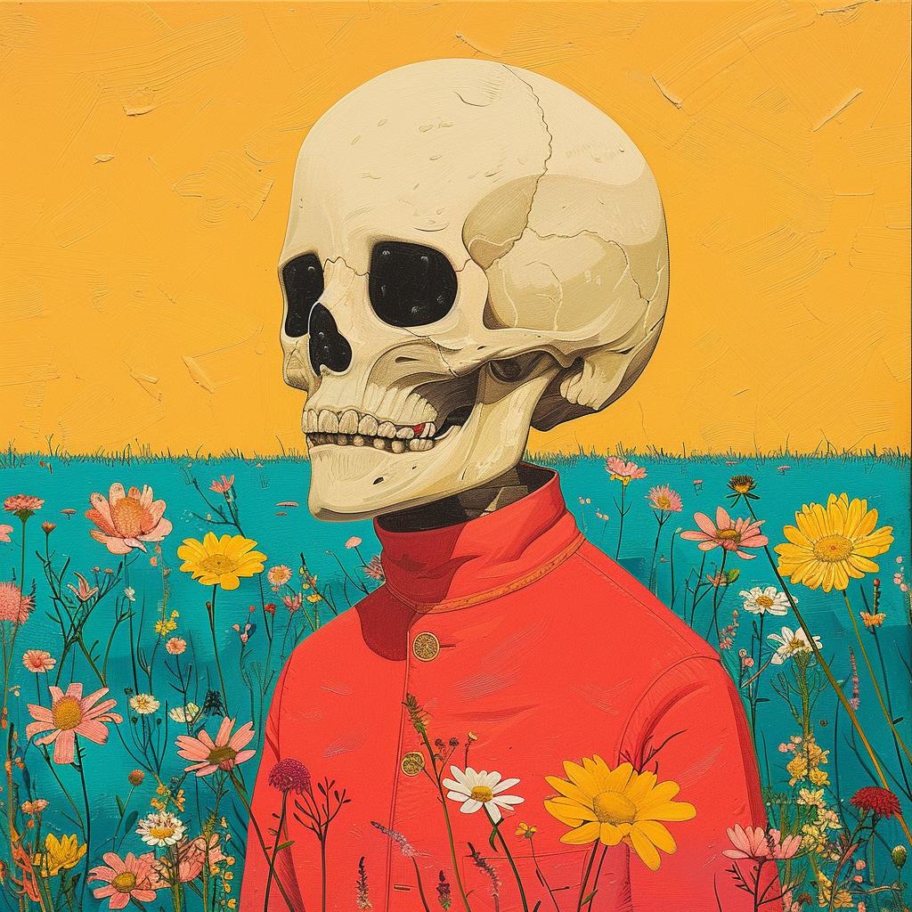 album  cover  surreal  skeleton  flowers  Joan  Cornella  creative  art  whimsical 1018027
