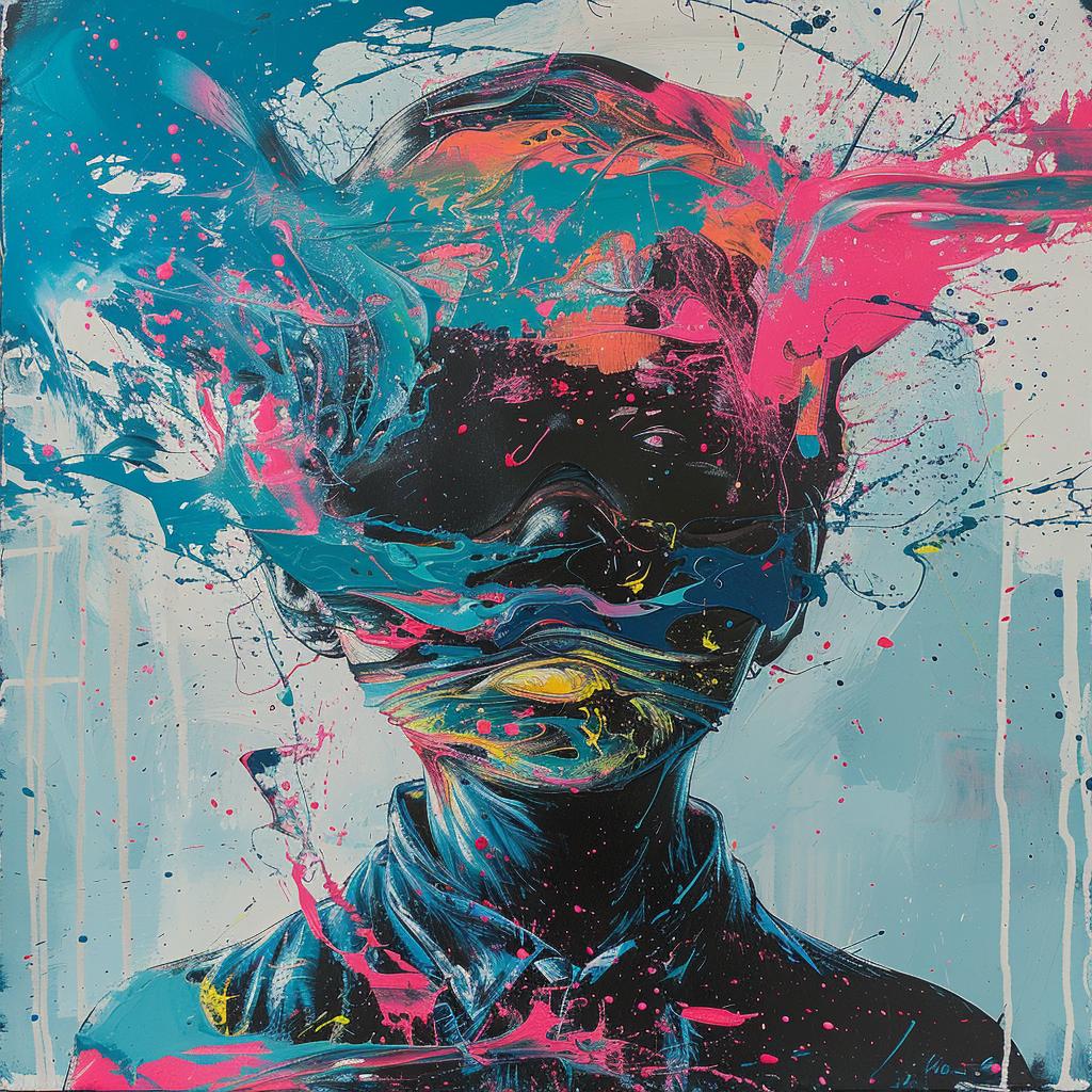 surreal  album  cover  person  splatters  hyper-realistic  screenprinting  Martin  Whatson  encaustic 959956
