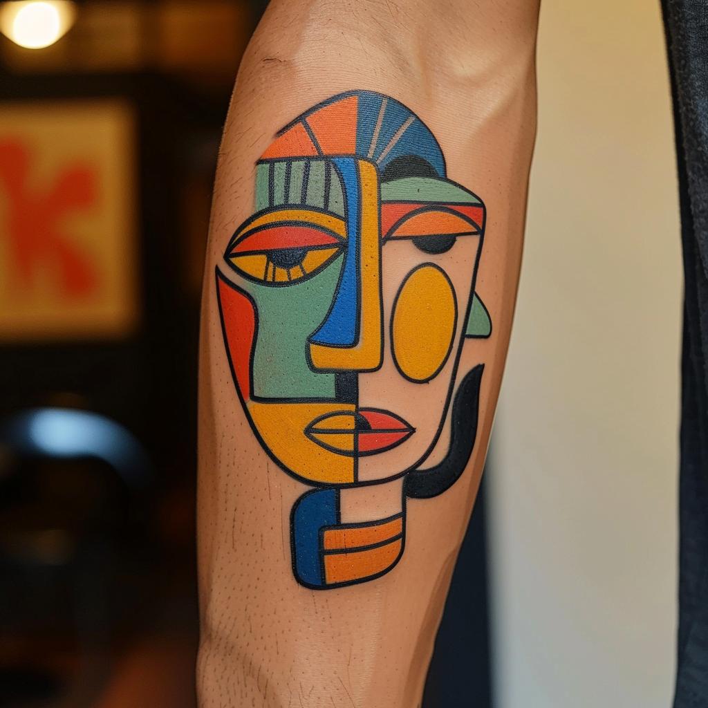 ألبوم وشم سريالي، وجه ملون، ذراع، فن تعبير جوان، نابض بالحياة، 977089