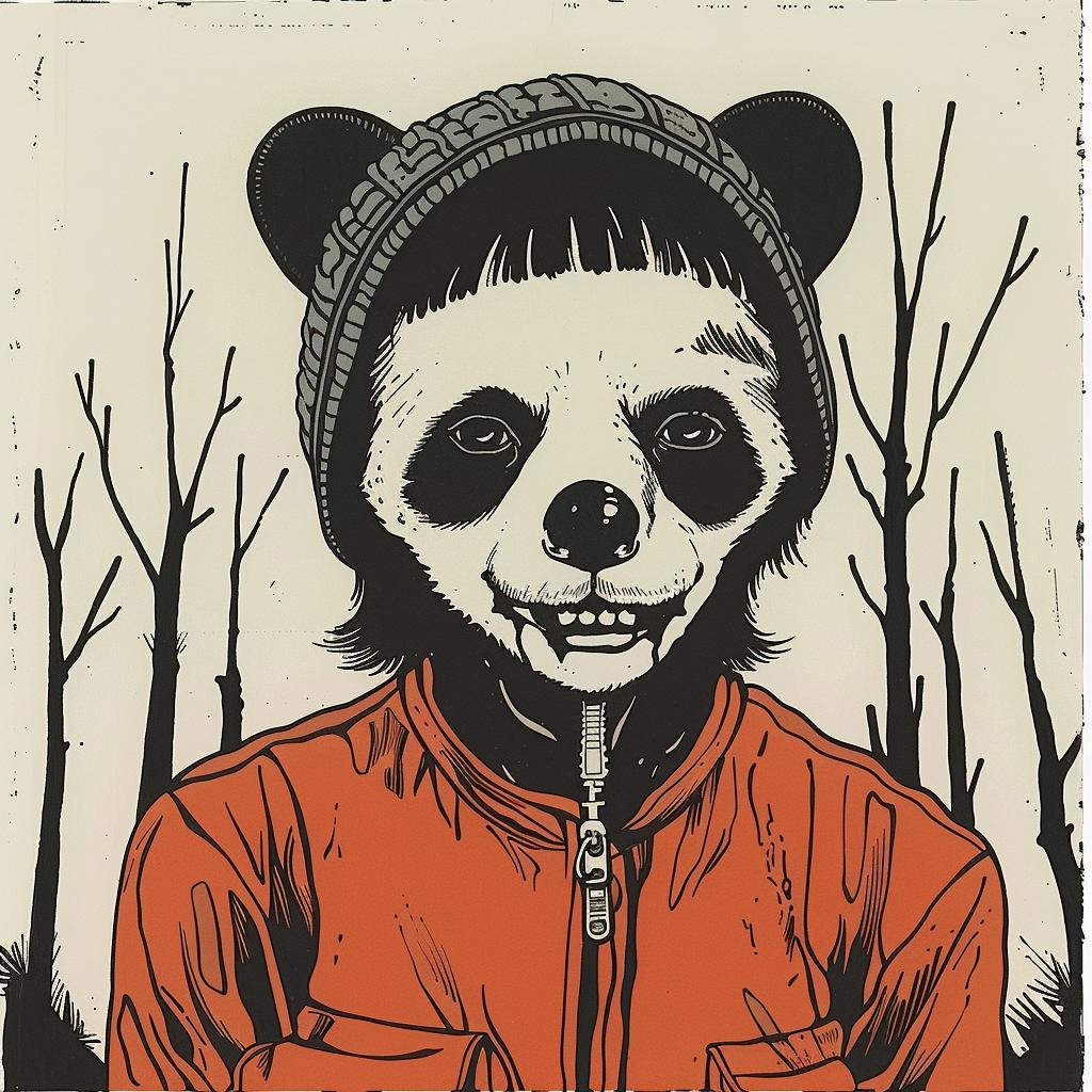 panda  bear  red  jacket  poster  animal  playful  whimsical  illustration  design 967053