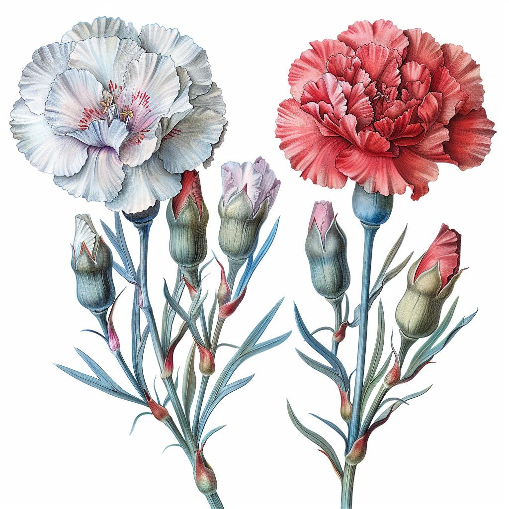 carnations  illustration  watercolor  botanical  white  background  floral  art  nature  vibrant 971455