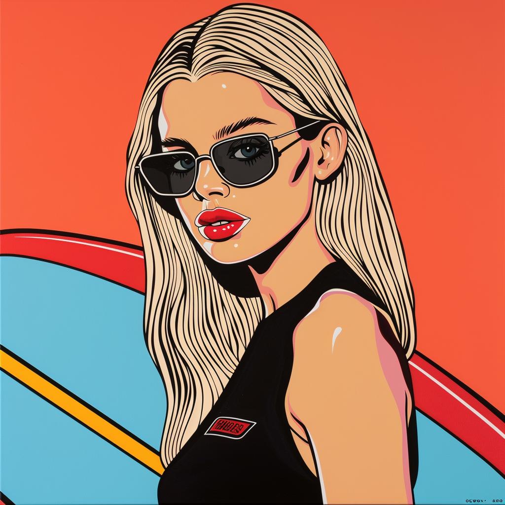 surfer  girl  pop  art  illustration  sunglasses  vibrant  colorful  beach  lifestyle 1023960