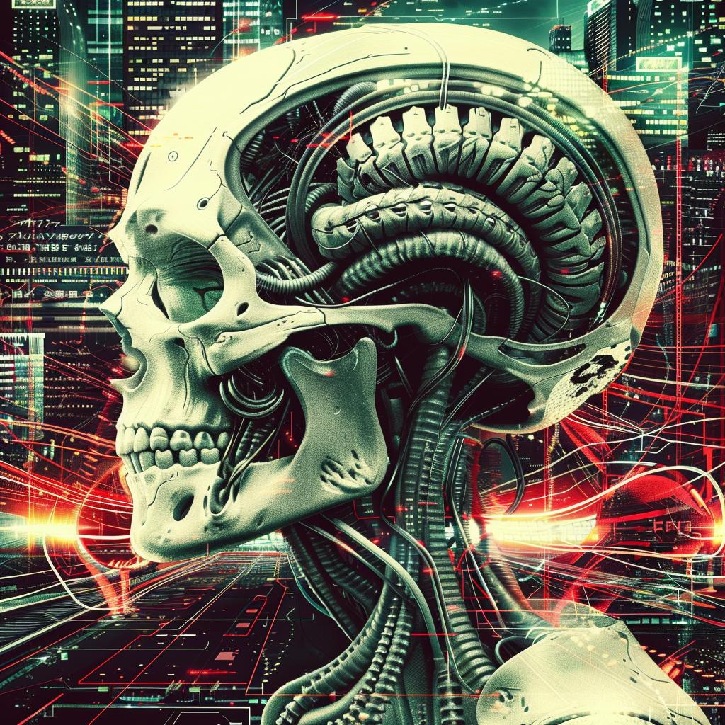 skull  cyborg  robot  digital  art  background  city  illustration  white  abstract 943874